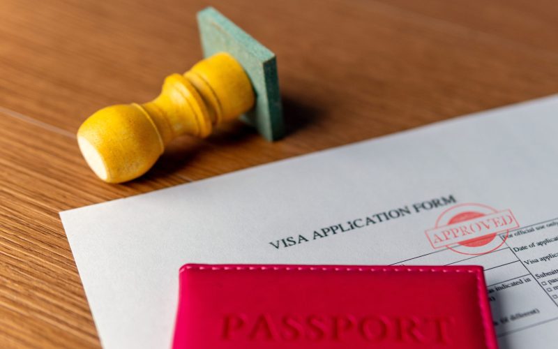A visa application form with 